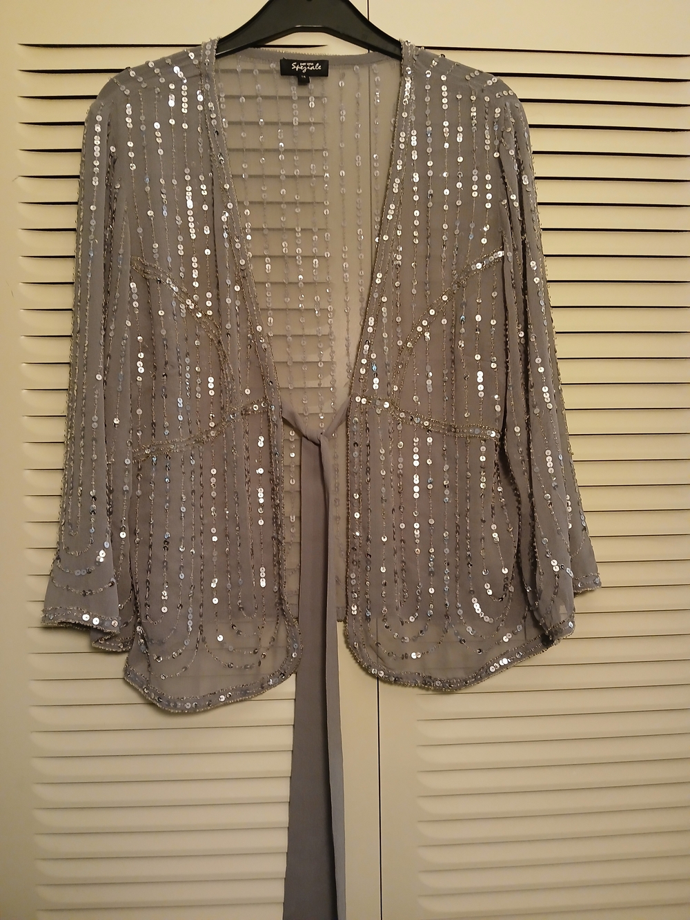 Sequined Silver Open-Front Per Una Women's Cardigan